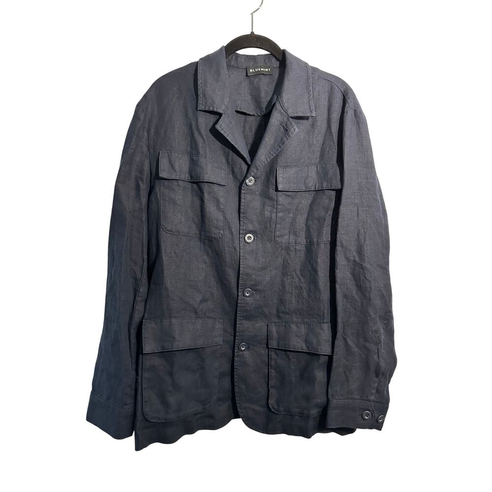 BLUEMINT Blaze Mens 100% Linen Blazer Jacket Navy Blue Size Medium
